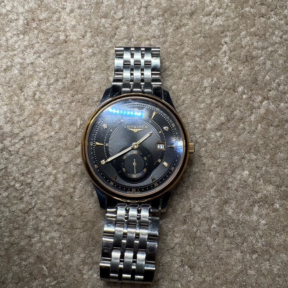 Longines Men's Black and Gold Watch - Picture 5 of 6